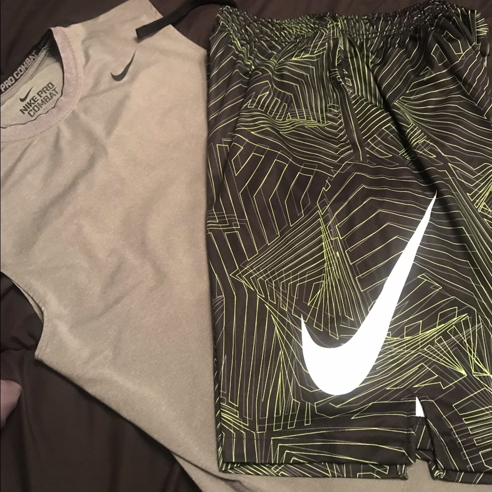 NIKE WORKOUT GEAR MENS SMALL SHIRT YOUTH XL SHORTS
